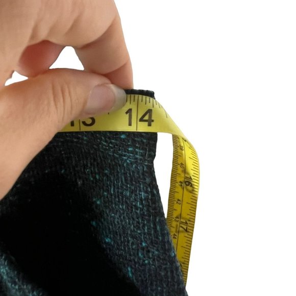 Vintage 70s Black Teal Knit Straight Skirt 6 - Picture 6 of 7